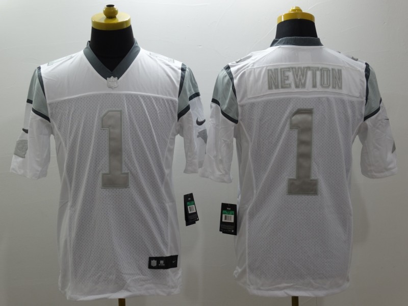 Men's Carolina Panthers Cam Newton #1 White Jersey